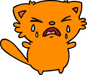 cartoon of cute kawaii crying cat vector