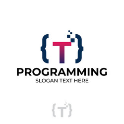digital code logo with letter t design coding vector image