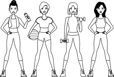 Fit women doing exercise Royalty Free Vector Image