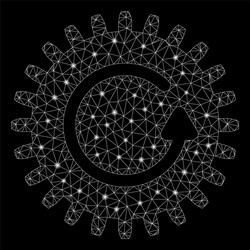 flare mesh wire frame rotate cog with spots vector image