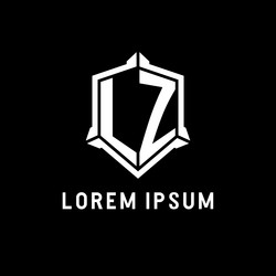 lz logo initial with shield shape design style vector image