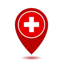 Map pointer icon with cross hospital symbol Vector Image