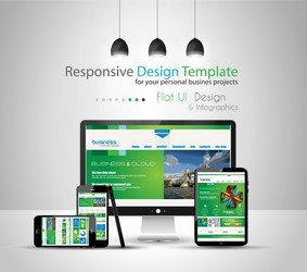 modern devices mockups with web template vector image