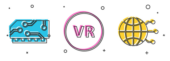 set ram random access memory virtual reality vector image