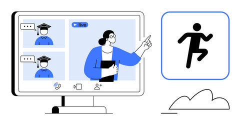 online learning session with tutor explaining vector image