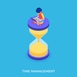 Time management with girl and hourglass vector