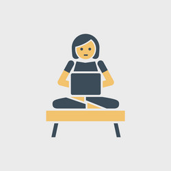 Woman character working with laptop vector