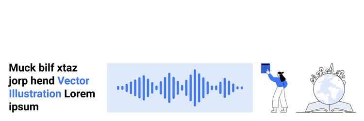 audio waveform with person interacting and open vector image