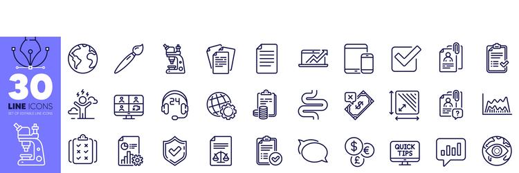 cyber attack file and web tutorials line icons vector image