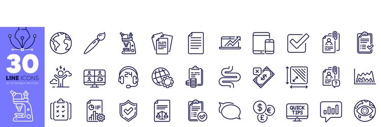 Cyber attack file and web tutorials line icons vector