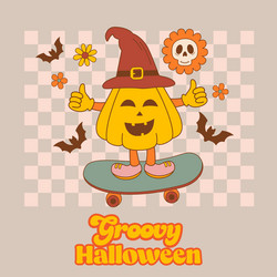 halloween poster with funny pumpkin Vector Image