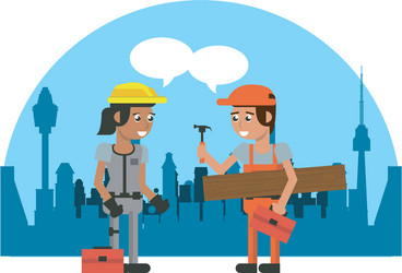 Construction workers geometric cartoons Royalty Free Vector