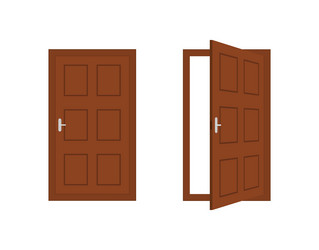 doors open and close door of house isolated vector