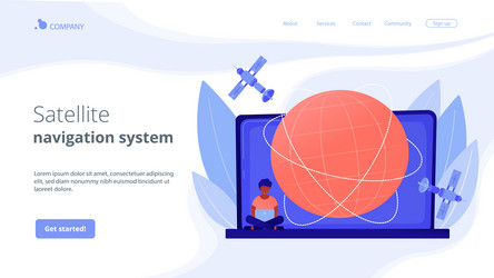 global web connection concept landing page vector image
