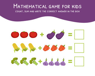 Math Game for Kids: Count, Sum & Write vector image