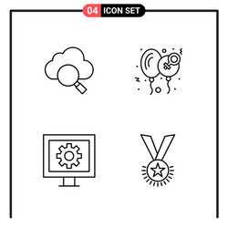 set 4 line style icons for web and mobile vector image