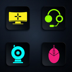 set computer mouse gaming monitor web vector image