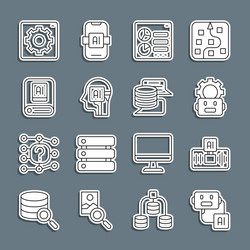 Set line artificial intelligence robot ai vector