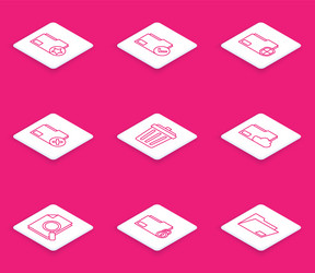 Set line document folder with star and check mark vector