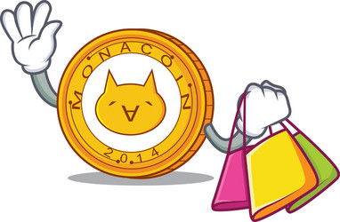 Shopping monacoin character cartoon style vector