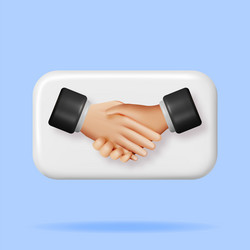 3d handshake gesture button isolated vector