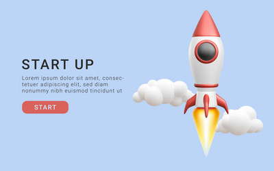 concept for the start-up page 3d rocket flying vector image