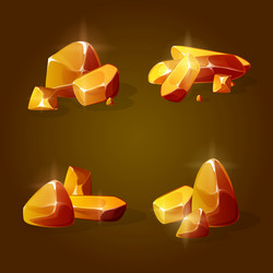 gold mine shining nugget and rock for game ui vector image