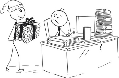 man working on computer more work as christmas vector image