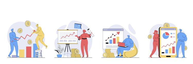 sales performance concept set in flat design vector image