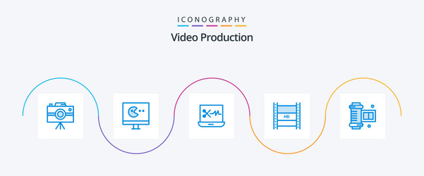 Video production blue 5 icon pack including vector