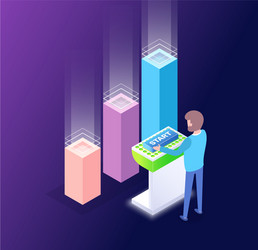 working man dealing with statistics analyzing vector image