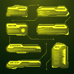 yellow futuristic hud ui elements sci-fi user vector image