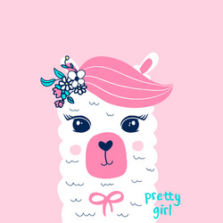 Cute llama seamless pattern print design vector