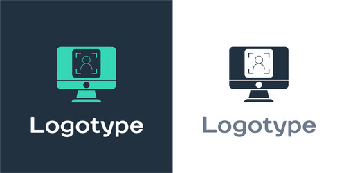 logotype monitor with face recognition icon vector image
