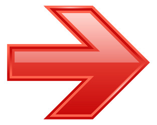 red right arrow pointer glossy interface element vector image