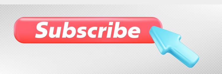red subscribe button icon with arrow click vector image