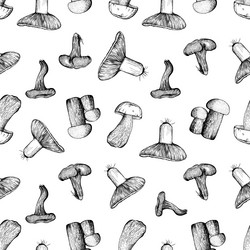 Seamless pattern with assorted mushrooms vector