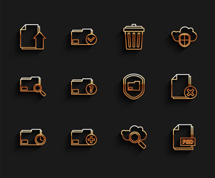 set line document folder with clock add new vector image
