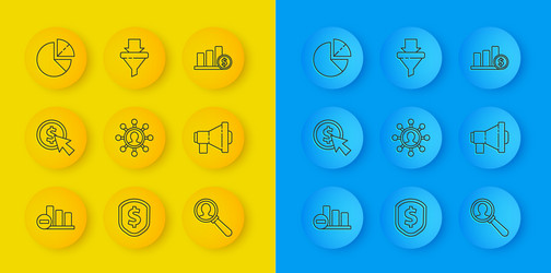 set line pie chart infographic cursor and coin vector image