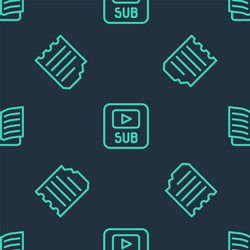 set line video with subtitles notebook and open vector image