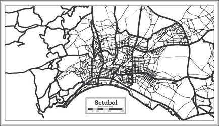 Setubal portugal city map in retro style outline vector