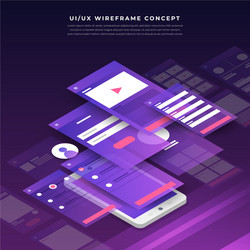 ux ui flowchart mock-ups mobile application vector image