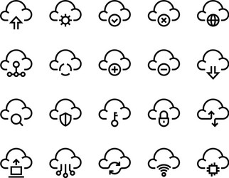 Cloud computing line icons network data transfer vector