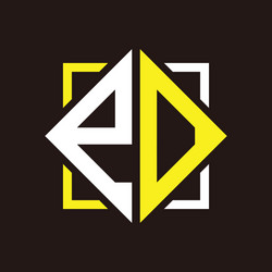 e o initials quadrangle monogram with square vector image