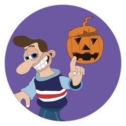 man with a cheeky smile and big nose pointing vector image
