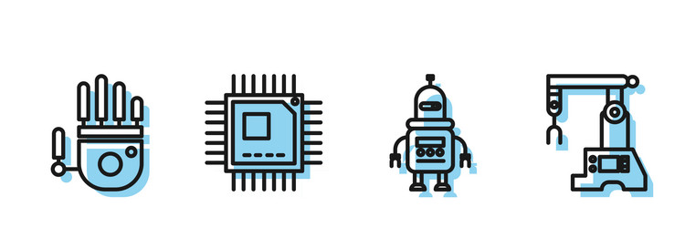 set line robot mechanical hand processor vector image