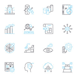 data analysis linear icons set insights metrics vector