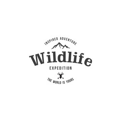 forest mountain adventure black and white badge Vector Image