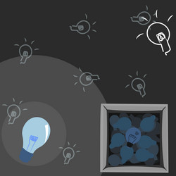 glowing light bulb drawing in box displaying vector image