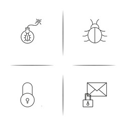 internet security simple linear icons set vector image